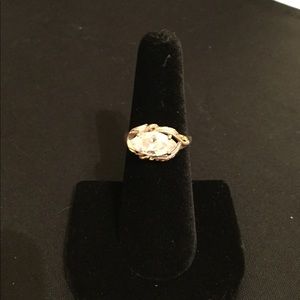 Costume diamond and gold ring with approx 2C stone
